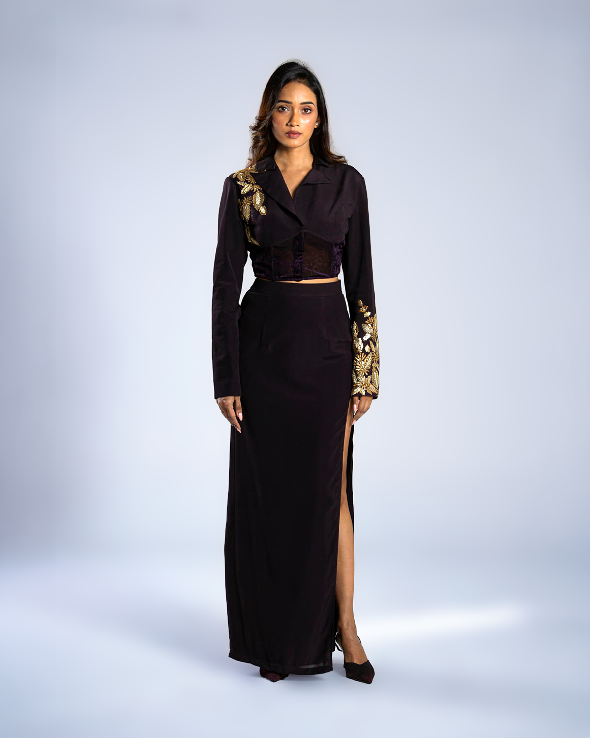 Royal Crop Blazer Set