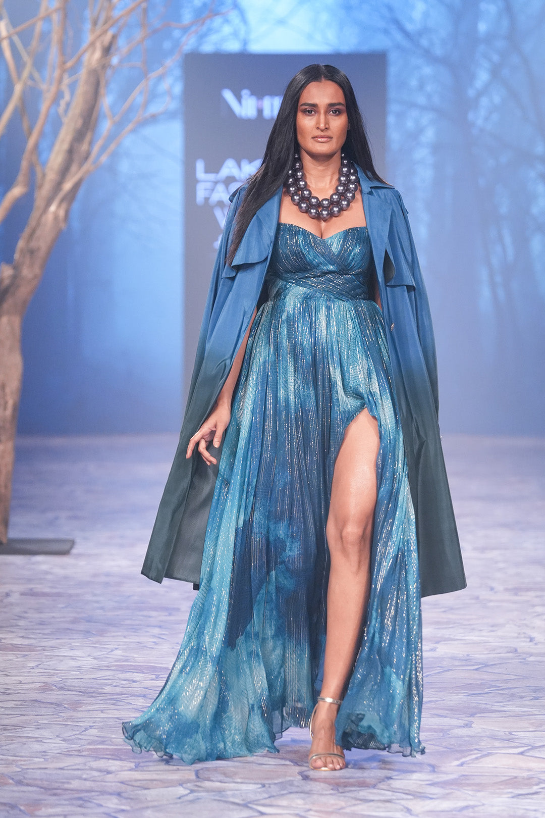 Sweetheart Printed Gown with Slit