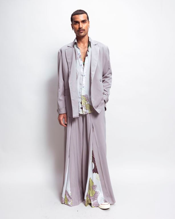 Wide Leg Pant with Print Cutout Detailing