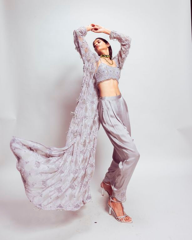 Embroidered Shrug Set