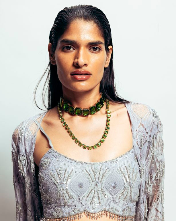 Embroidered Shrug Set