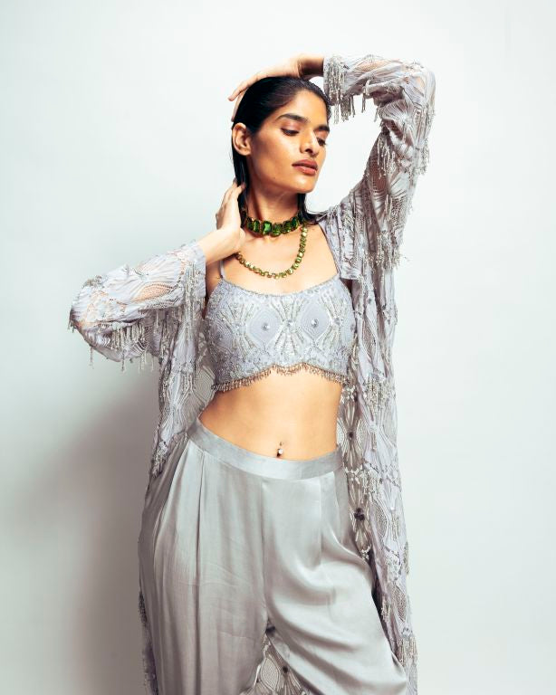 Embroidered Shrug Set