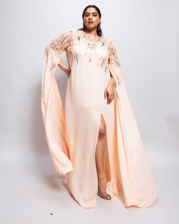 Kaftan with Yolk Embroidered