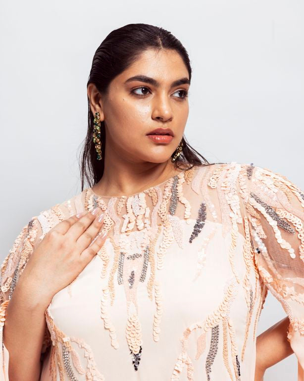 Kaftan with Yolk Embroidered