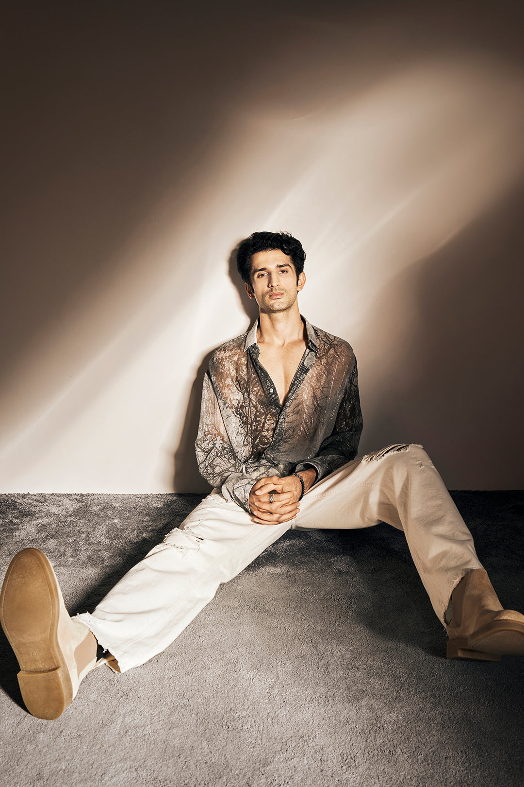 Sidhant Gupta in Forest Printed Lurex Shirt from Matrix
