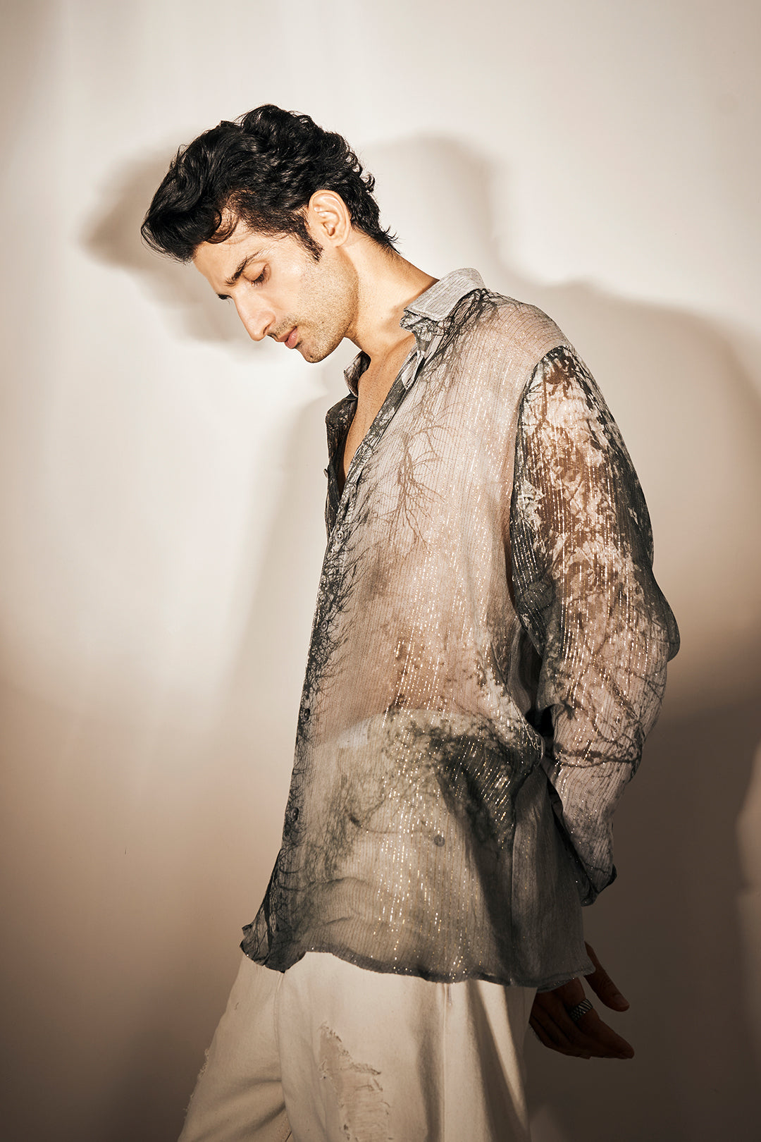 Sidhant Gupta in Forest Printed Lurex Shirt from Matrix