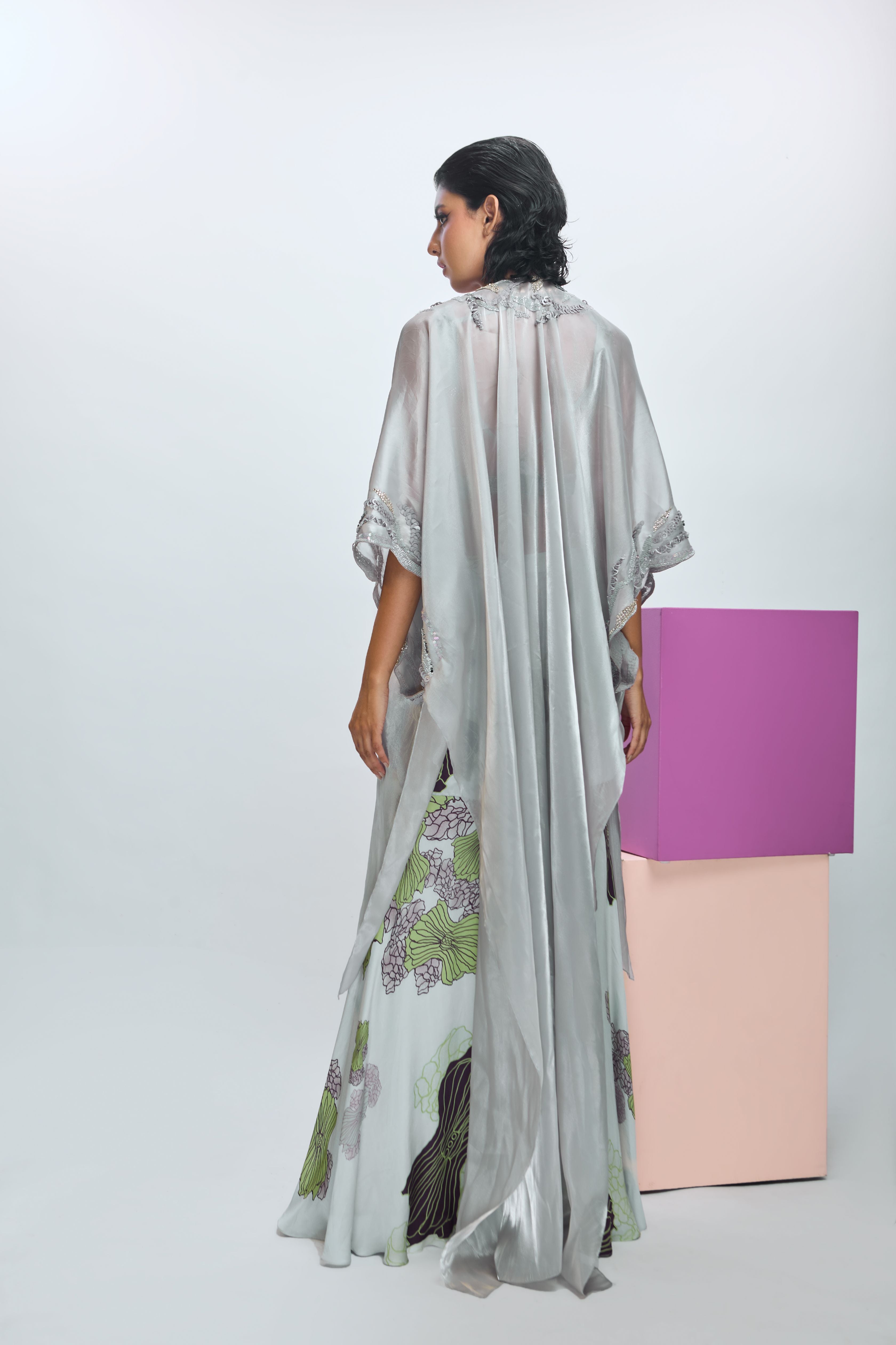Embroidered Blouse with Printed Pants and Embroidered Scallop Dupatta