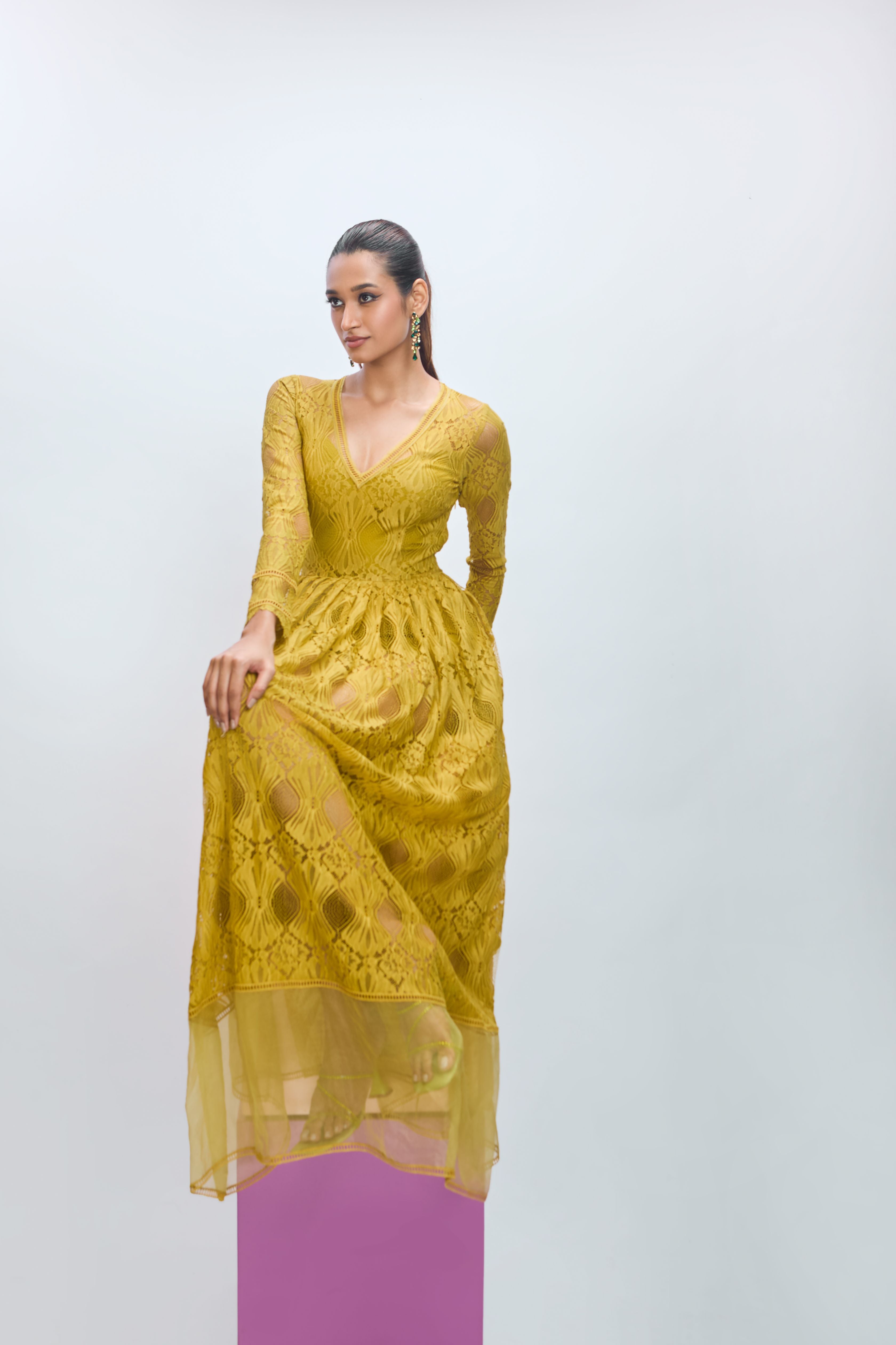 Chantilley Lace Maxi with Organza Detailing