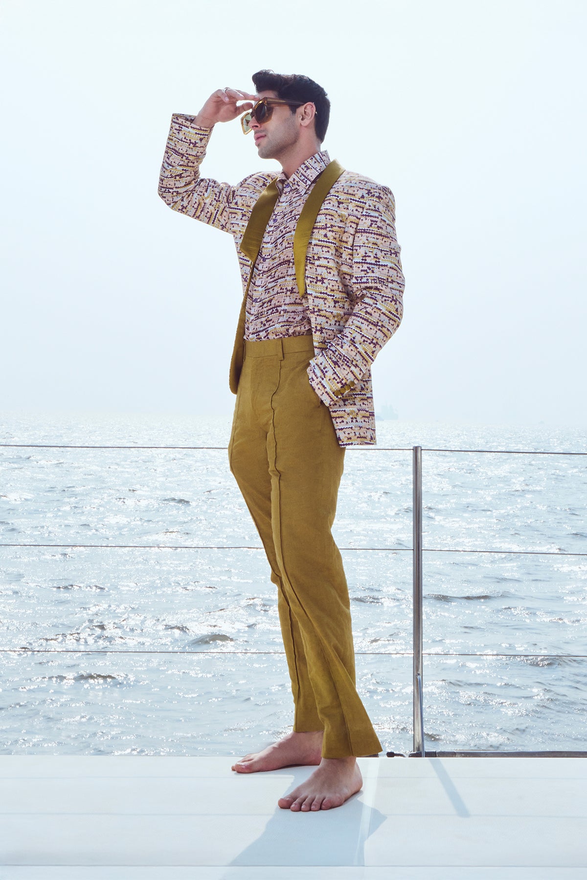 Sequin Printed Blazer and Pants Set