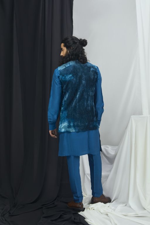 Jade Blue Kurta Set with Bandi
