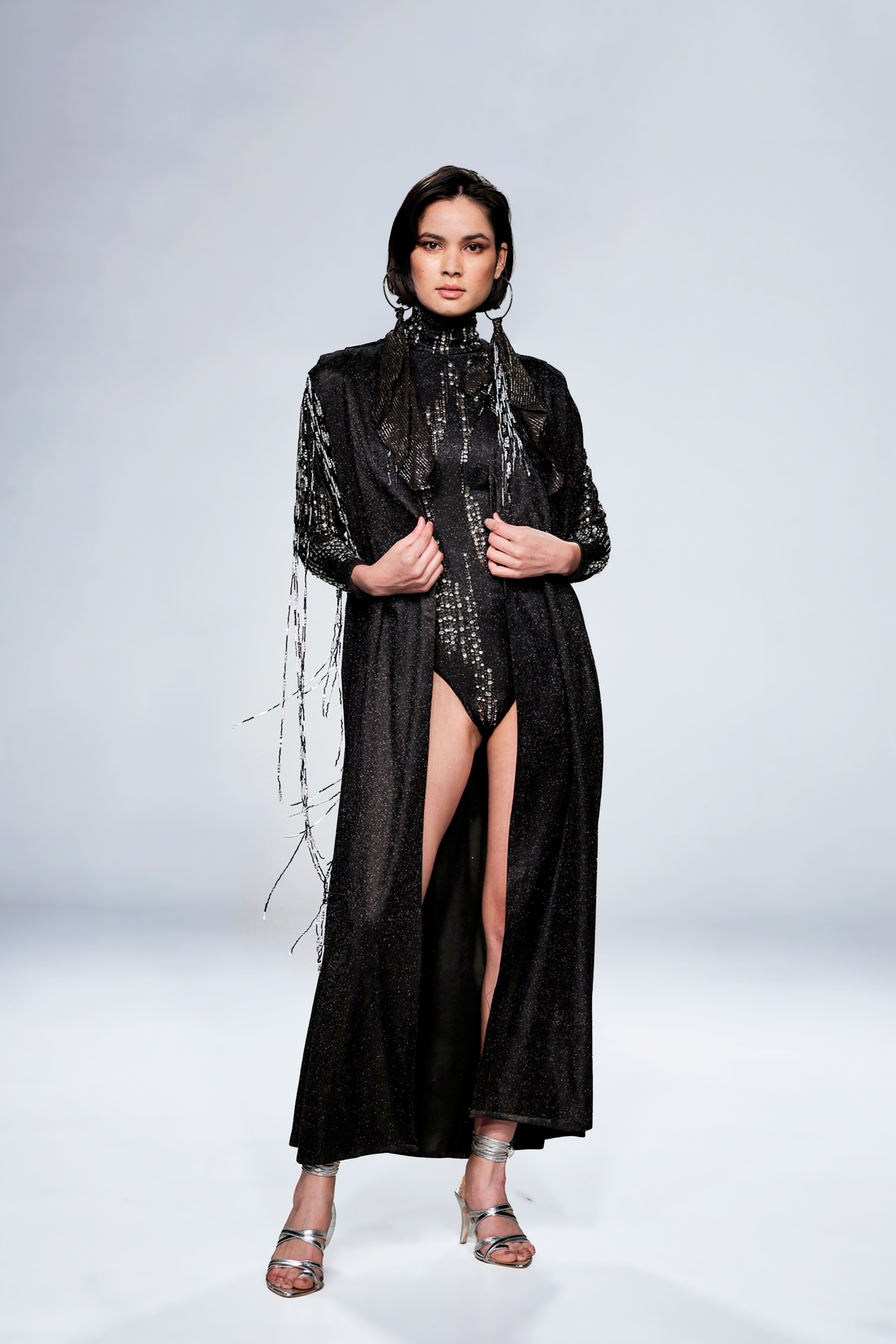 Turtle Neck Bodysuit with Shimmer Cape