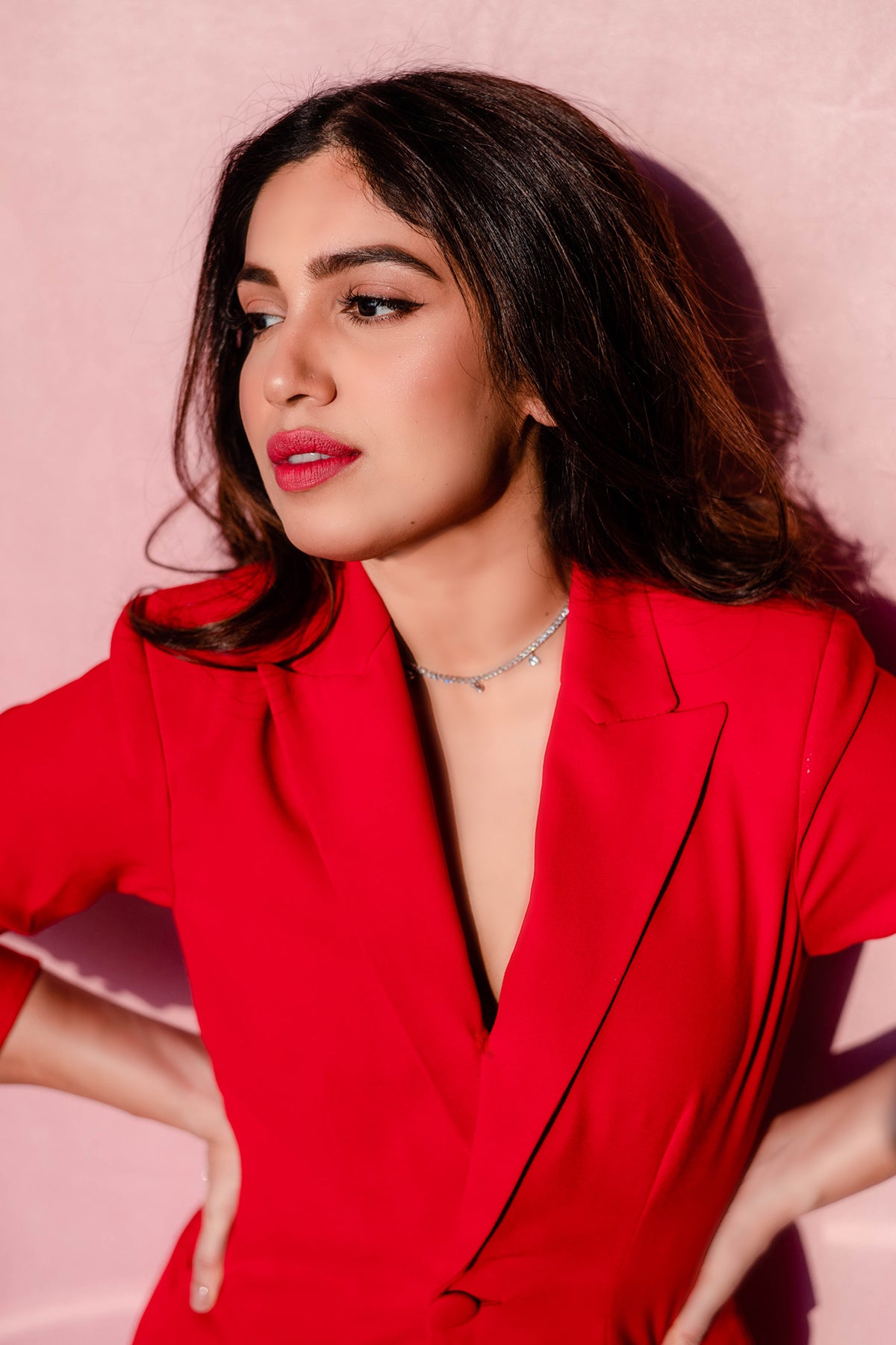Bhoomi Pednekar In Red Pant Suit