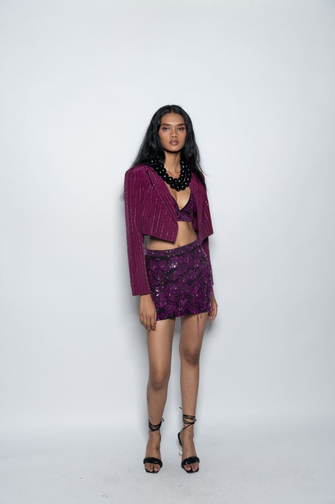 Embroidered Bralette & Skirt Set